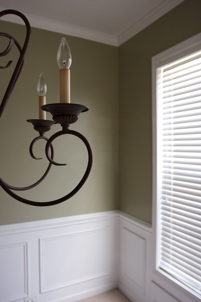 Elegant painted wall with wainscoting detail